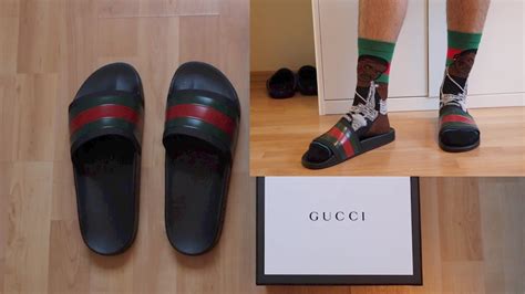 gucci slides vs webbed slides|Gucci slip on slides review.